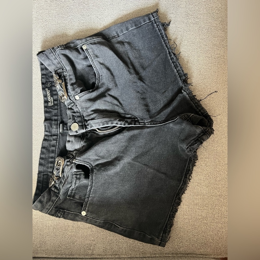 BLANKNYC black denim shorts with buckles size 28